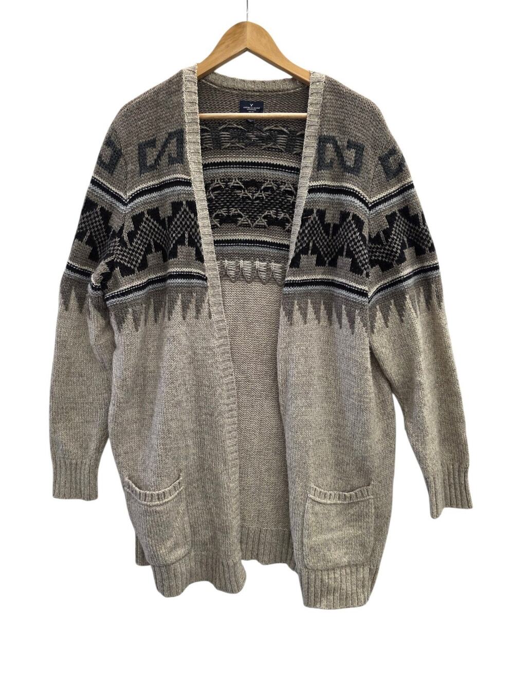 American Eagle Outfitters Southwestern Open Front Long Knit Cardigan Women's...